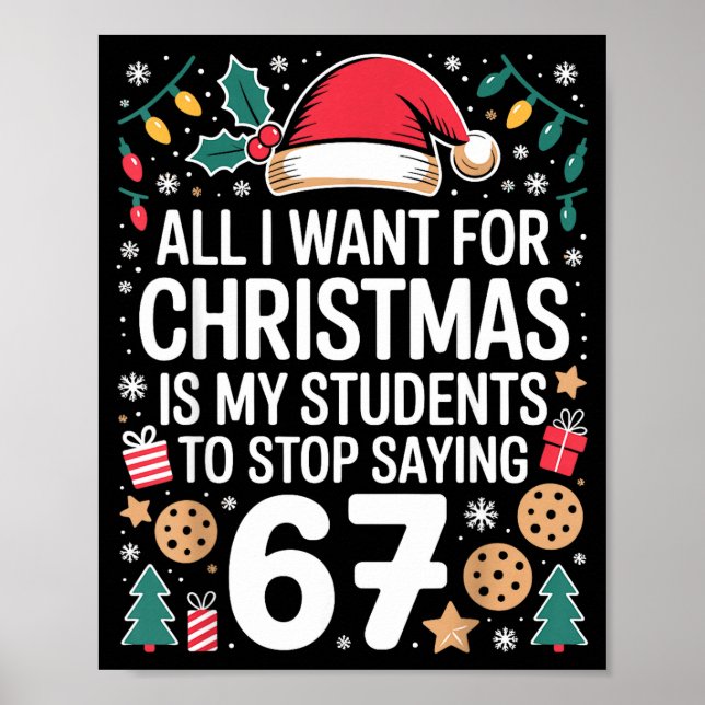 Students Saying 6-7 Funny Six Seven Teacher Christ Poster (Front)