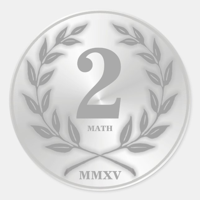 Student's Silver Medal Classic Round Sticker (Front)