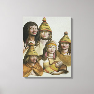 Studies of native Americans (colour litho) Canvas Print