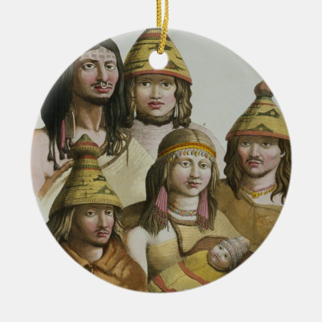 Studies of native Americans (colour litho) Ceramic Tree Decoration (Front)