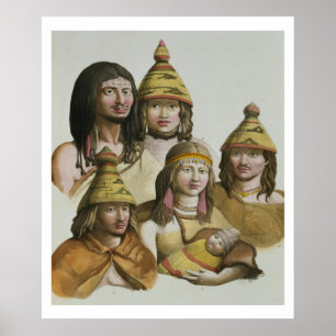 Studies of native Americans (colour litho) Poster