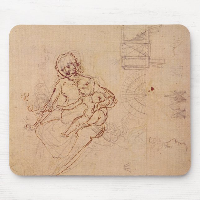 Studies  Virgin and Child Heads Profile Machines Mouse Pad (Front)