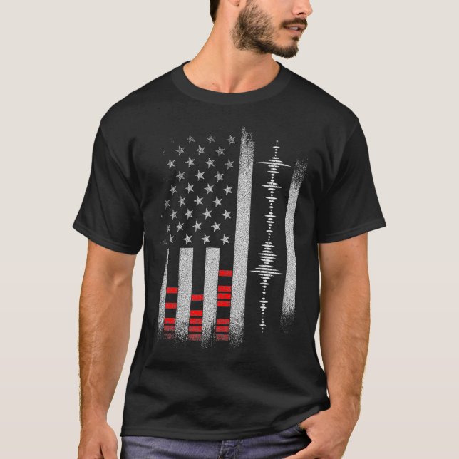 Studio Audio Engineer USA Flag Sound Guy Tech  T-Shirt (Front)