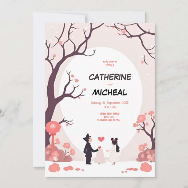 Studio Ghibli Style Personlized Wedding Invite (Front)