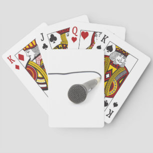 studio microphone playing cards