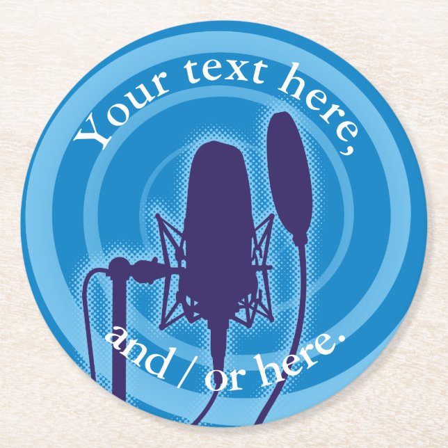 Studio Microphone Round Paper Coaster (Front)