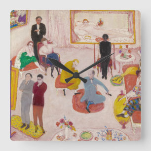 Studio Party by Florine Stettheimer Square Wall Clock