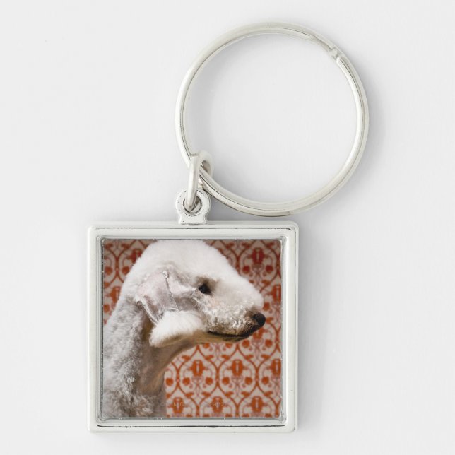 Studio shot of Bedlington Terrier Key Ring (Front)