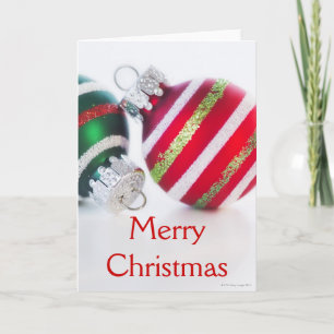 Studio shot of christmas baubles 2 holiday card