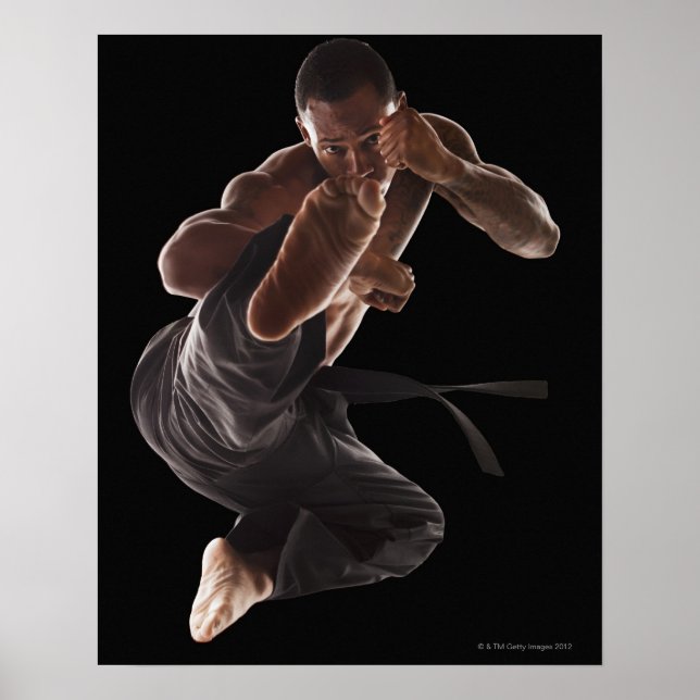 Studio shot of martial arts practitioner in poster (Front)