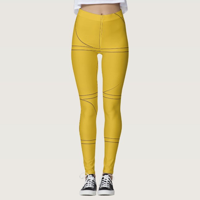 Studio to Street Minimal Pattern | Yellow Modern  Leggings (Front)