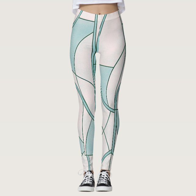 Studio to Street Minimalistic Cyan Pattern  Leggings (Front)