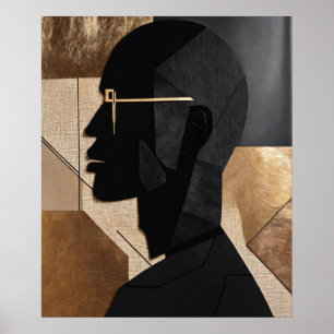 Studious Gentleman with Glasses Abstract Poster