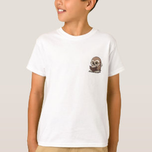 Studious Owl Reading a Book Kids T-Shirt