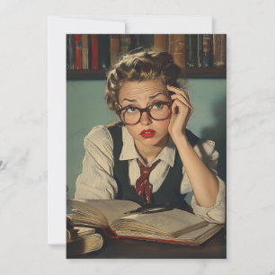 Studious Woman in Vintage Style Invitation