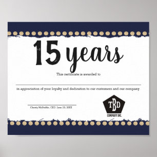 Studs universal employee anniversary certificate poster
