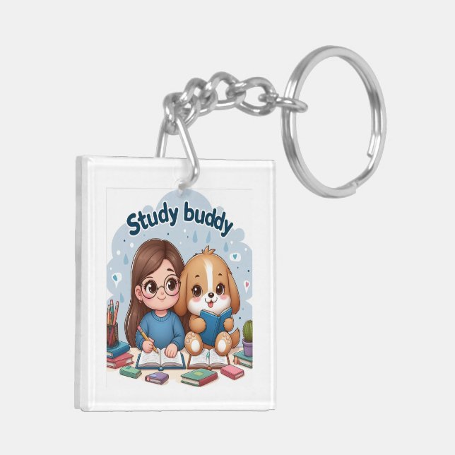 Study Buddy School Acrylic Keychain (Back Left)