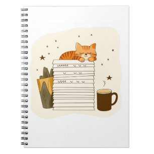 Study Cat Coffee Stack Notebook
