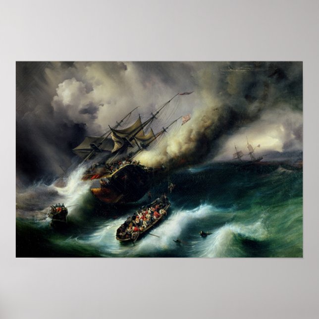 Study for The Burning of the 'Kent' in 1825 Poster (Front)