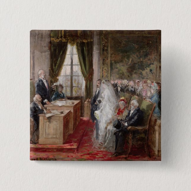Study for the Civil Marriage 15 Cm Square Badge (Front)