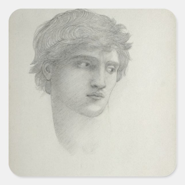 Study for the Head of Perseus (pencil on paper) Square Sticker (Front)