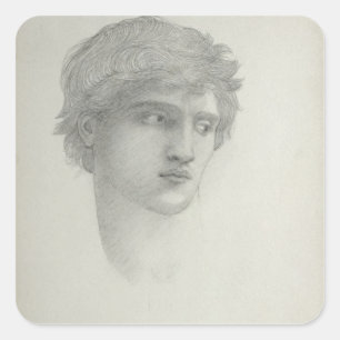 Study for the Head of Perseus (pencil on paper) Square Sticker