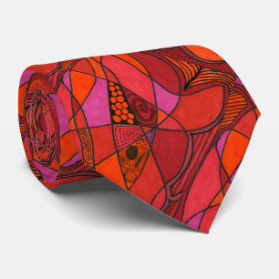"Study In Reds" Abstract Design Tie