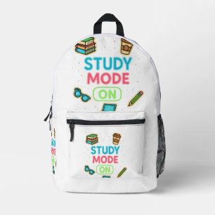 Study Mode On Printed Backpack