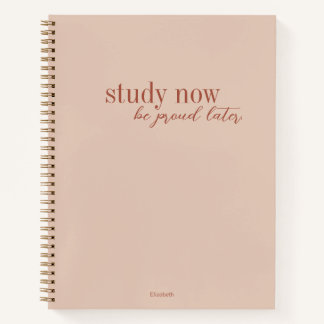 Study Now, Be Proud Later Retro Dark Pink Stylish Notebook