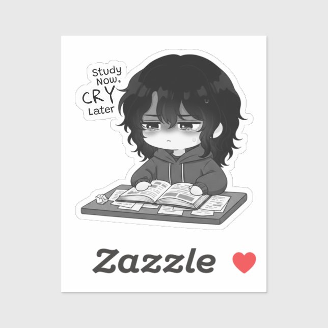 Study Now Cry Later Relatable Chibi Student Illust (Sheet)