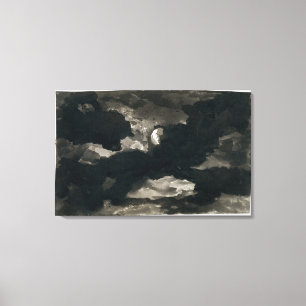 Study of a Clouded Moonlit Sky (black wash on laid Canvas Print