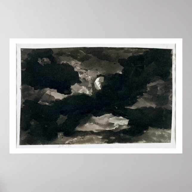 Study of a Clouded Moonlit Sky (black wash on laid Poster (Front)