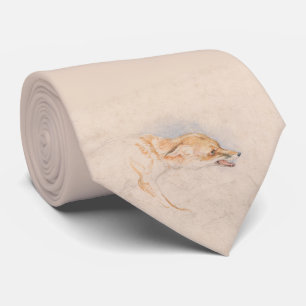 Study of a Crouching Fox (by John-Frederick-Lewis) Tie