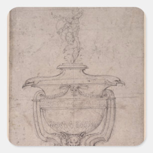 Study of a decorative urn square sticker