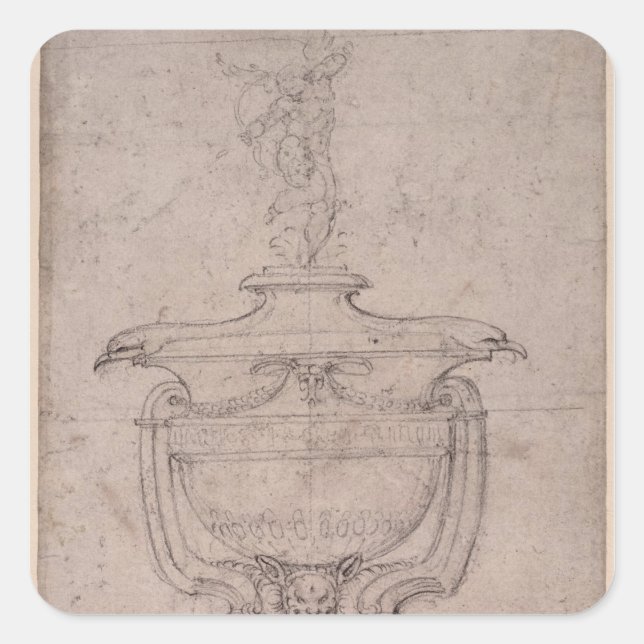 Study of a decorative urn square sticker (Front)
