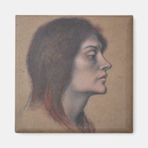Study of a Female Head (by Evelyn De Morgan) Magnet