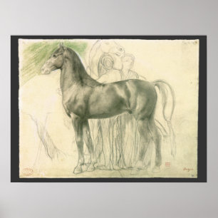 Study of a Horse by Edgar Degas, Vintage Fine Art Poster