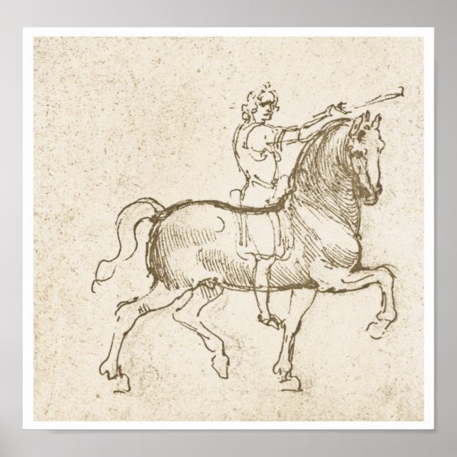 Study of a Horseman, Leonardo Da Vinci Poster (Front)