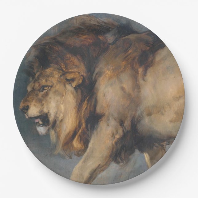 Study of a Lion (by Edwin Henry Landseer) Paper Plate (Front)