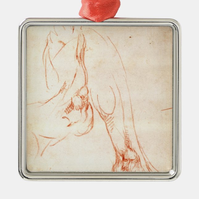 Study of a lower leg and foot metal tree decoration (Front)