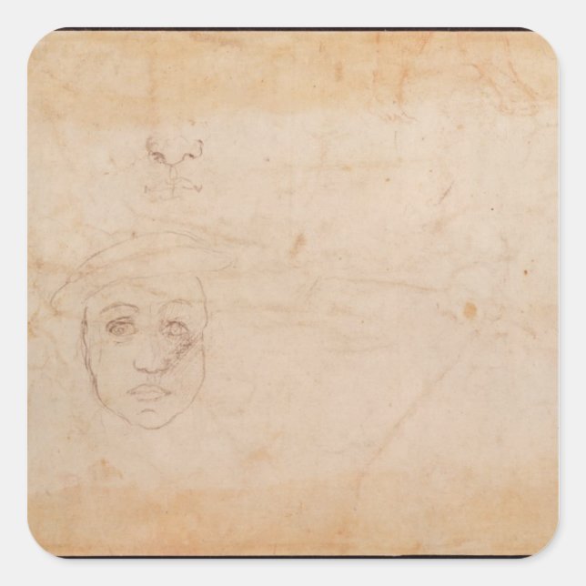 Study of a male head square sticker (Front)