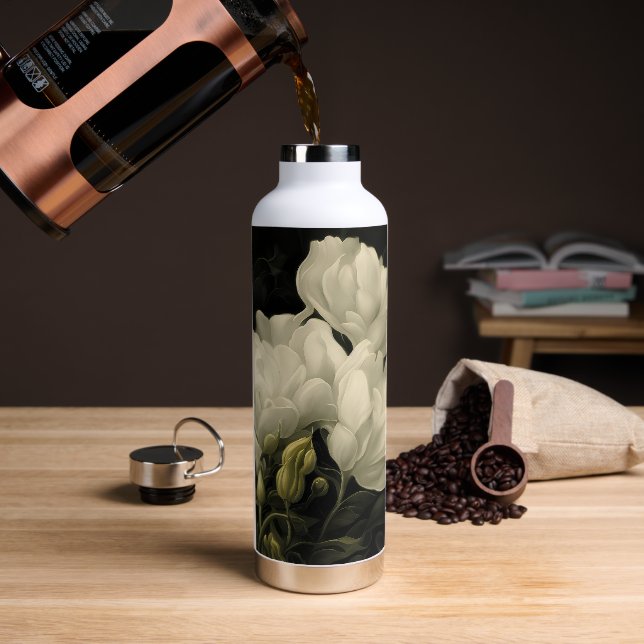 Study of a Peony Flower Water Bottle (Coffee)