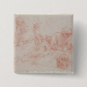 Study of a reclining man 15 cm square badge