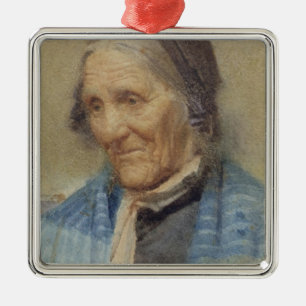 Study of an Old Woman, 1912 (w/c on paper) Metal Tree Decoration