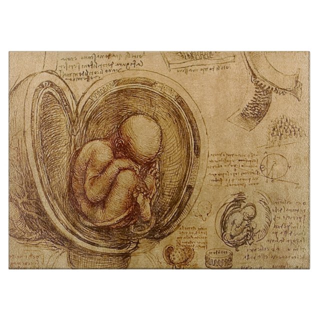 Study of baby foetus by Leonardo da Vinci Cutting Board (Front)