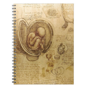 Study of baby foetus by Leonardo da Vinci Spiral Notebook