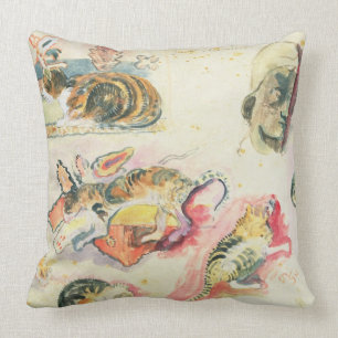 Study of Cats and a Head (w/c on paper) Cushion