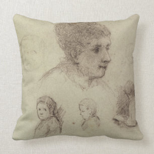 Study of Heads, 1884 (black chalk on paper) Cushion