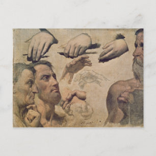 Study of Heads and Hands Postcard