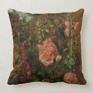 Study of Hollyhocks, c.1826 (oil on board) Cushion